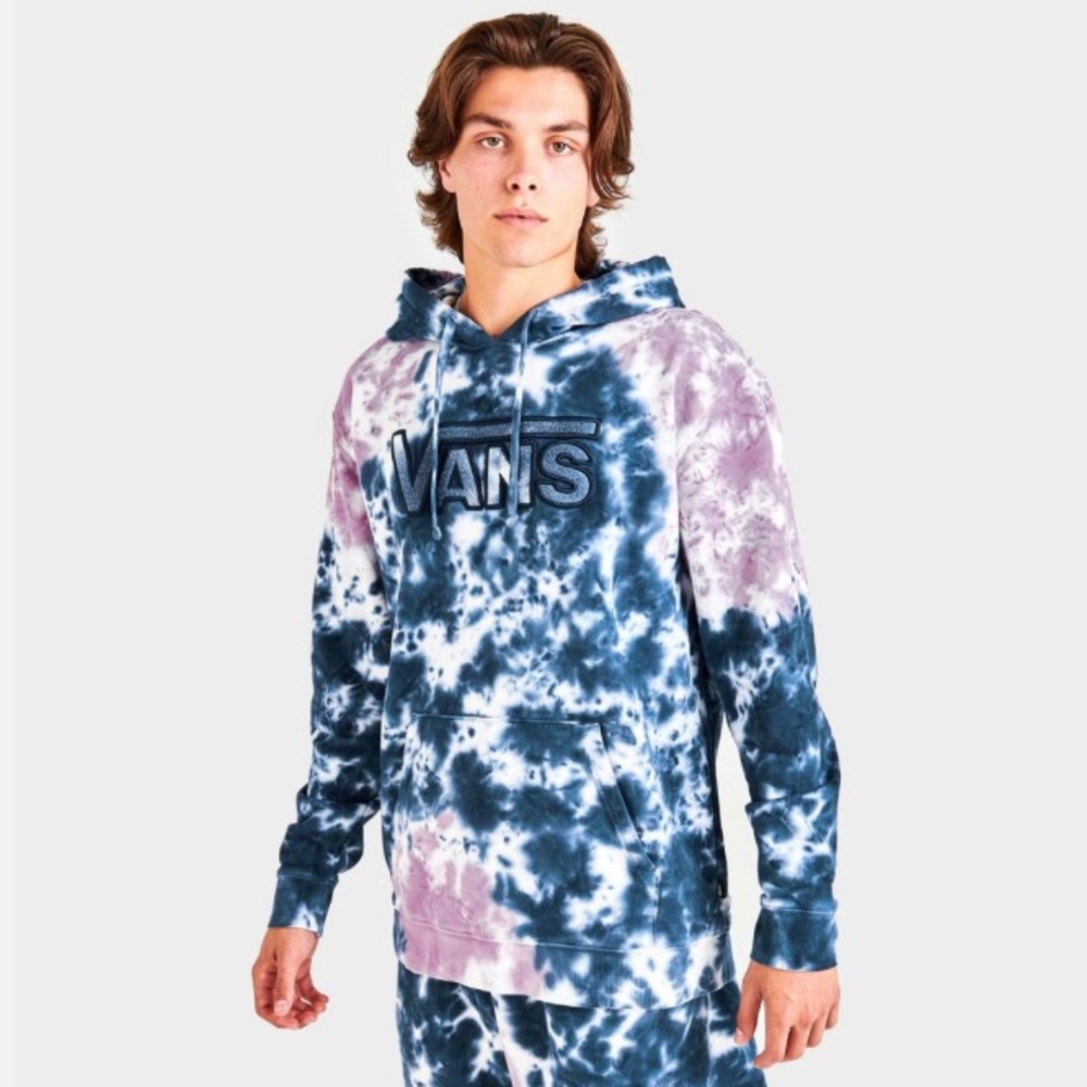 Vans reverse appliqué tie dye hooded sweatshirt size medium/large men EUC